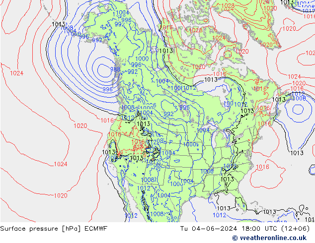 Pressione al suolo ECMWF mar 04.06.2024 18 UTC