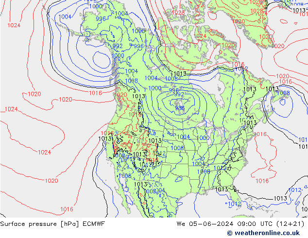 Pressione al suolo ECMWF mer 05.06.2024 09 UTC