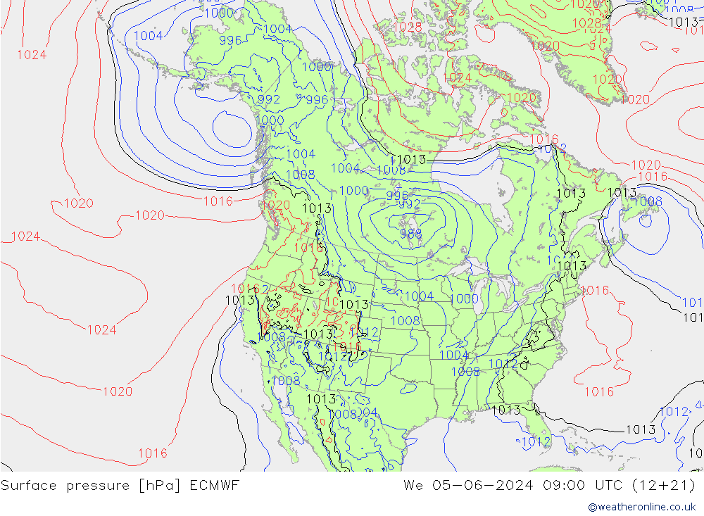 Bodendruck ECMWF Mi 05.06.2024 09 UTC