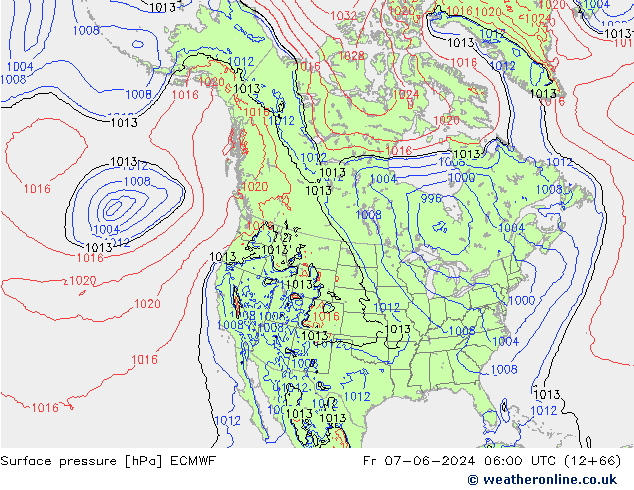 Bodendruck ECMWF Fr 07.06.2024 06 UTC