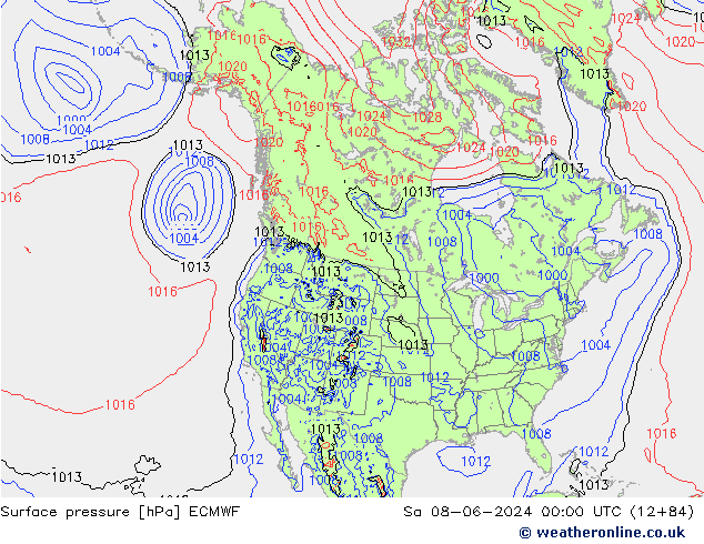 приземное давление ECMWF сб 08.06.2024 00 UTC