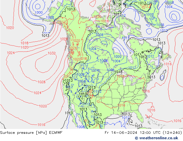 Luchtdruk (Grond) ECMWF vr 14.06.2024 12 UTC