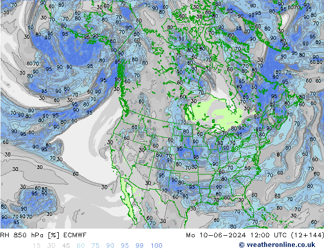 RH 850 hPa ECMWF Mo 10.06.2024 12 UTC