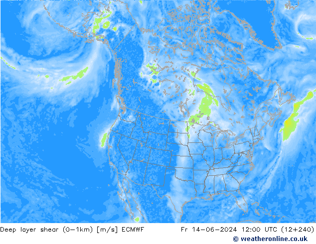 Deep layer shear (0-1km) ECMWF Pá 14.06.2024 12 UTC