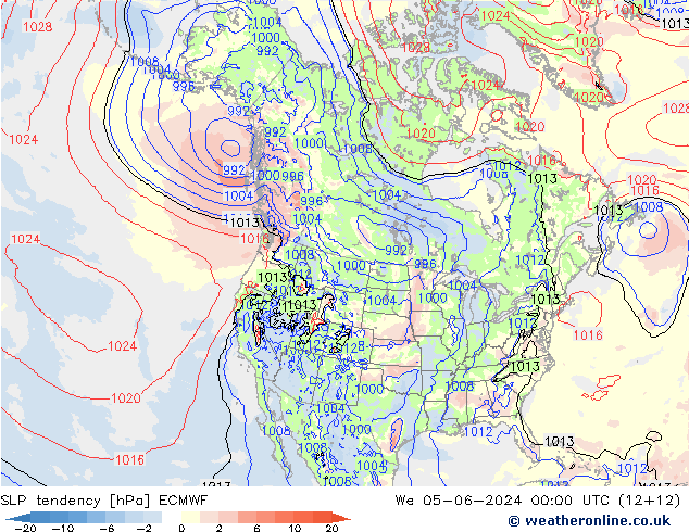 Druktendens (+/-) ECMWF wo 05.06.2024 00 UTC