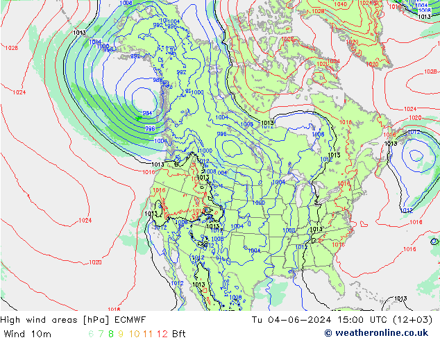 High wind areas ECMWF Tu 04.06.2024 15 UTC