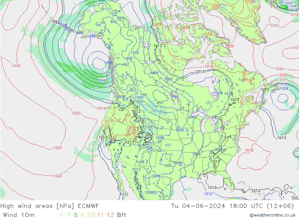 High wind areas ECMWF mar 04.06.2024 18 UTC