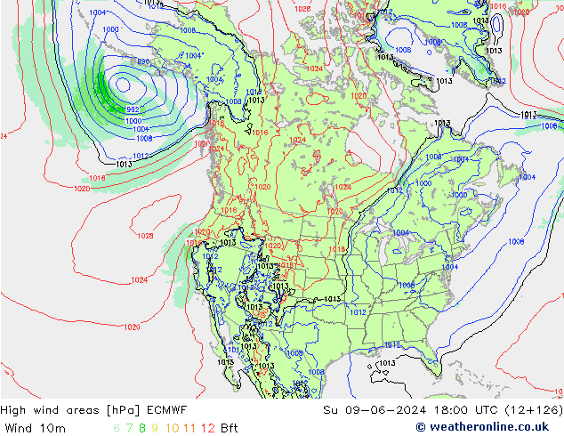 Windvelden ECMWF zo 09.06.2024 18 UTC