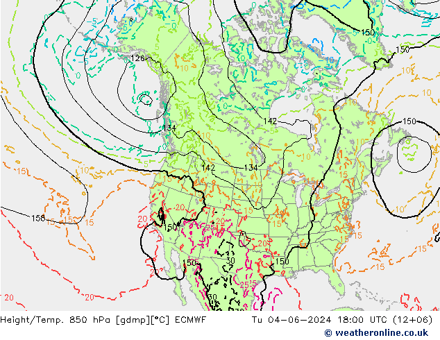 Z500/Rain (+SLP)/Z850 ECMWF 星期二 04.06.2024 18 UTC