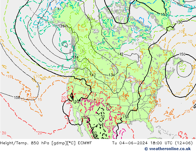 Z500/Rain (+SLP)/Z850 ECMWF wto. 04.06.2024 18 UTC