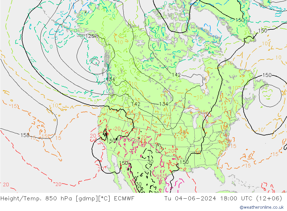 Z500/Rain (+SLP)/Z850 ECMWF вт 04.06.2024 18 UTC