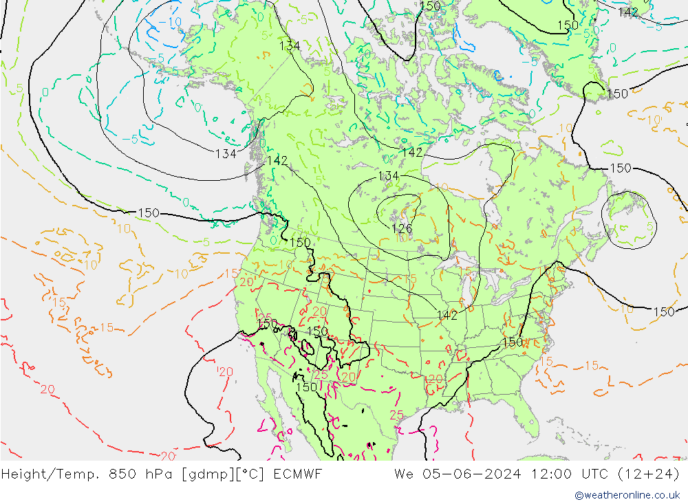 Z500/Rain (+SLP)/Z850 ECMWF śro. 05.06.2024 12 UTC