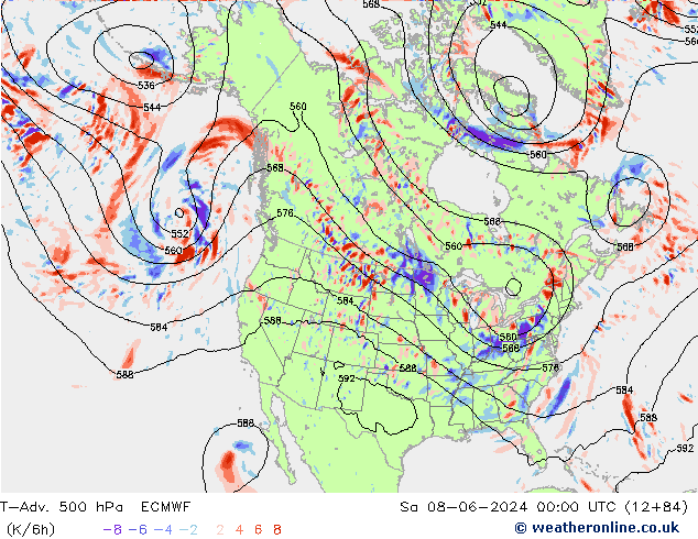 T-Adv. 500 hPa ECMWF Sa 08.06.2024 00 UTC