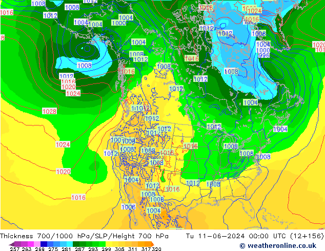 700-1000 hPa Kalınlığı ECMWF Sa 11.06.2024 00 UTC