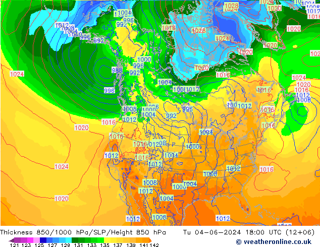 Dikte 850-1000 hPa ECMWF di 04.06.2024 18 UTC