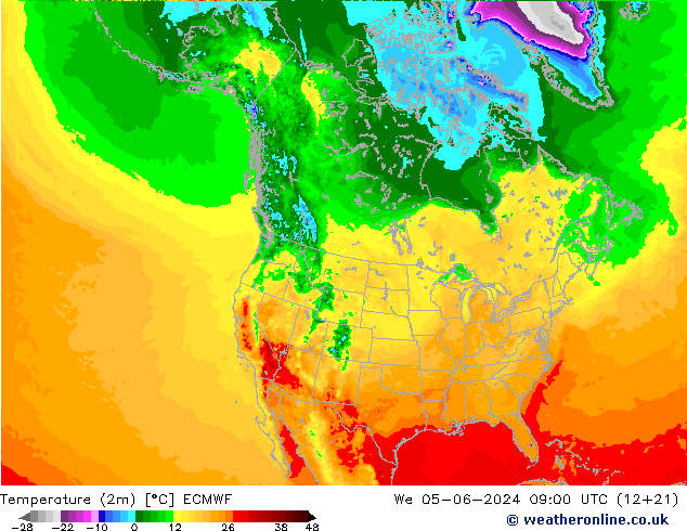 température (2m) ECMWF mer 05.06.2024 09 UTC