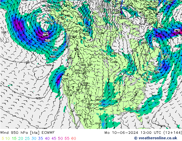 Wind 950 hPa ECMWF Mo 10.06.2024 12 UTC