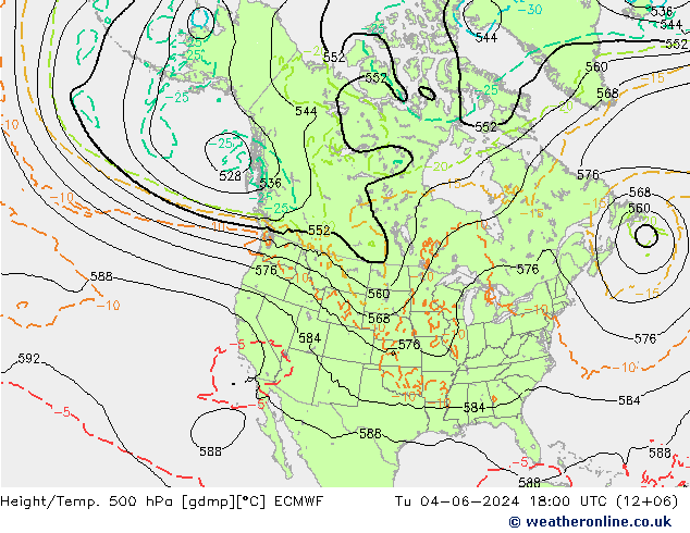 Z500/Rain (+SLP)/Z850 ECMWF вт 04.06.2024 18 UTC