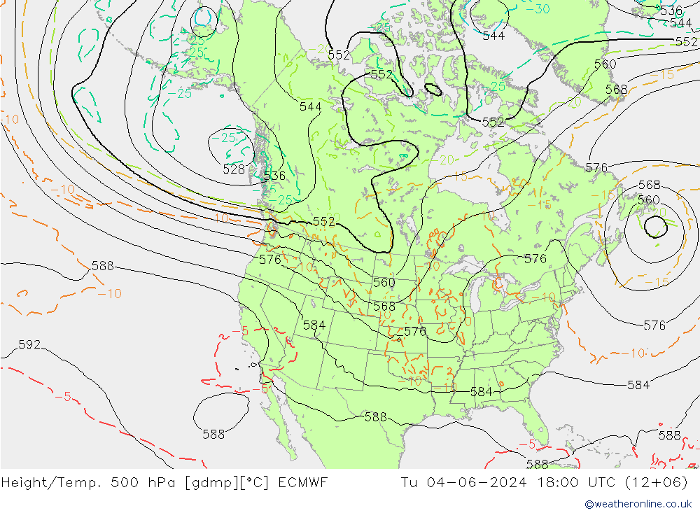 Z500/Rain (+SLP)/Z850 ECMWF вт 04.06.2024 18 UTC