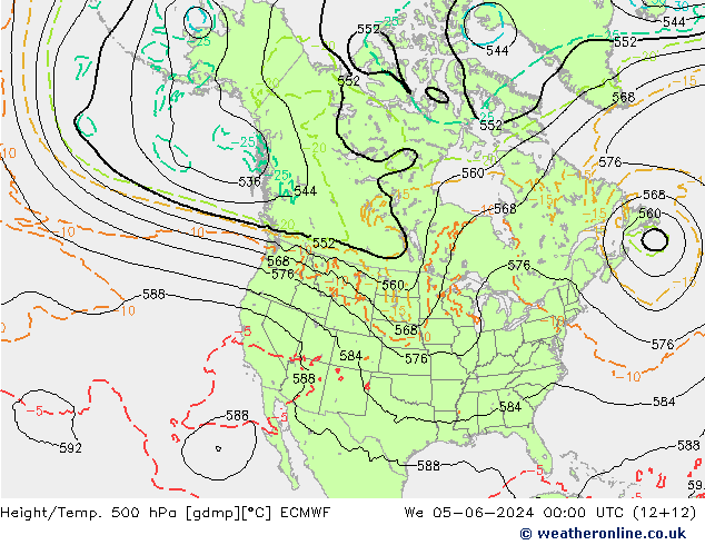 Z500/Rain (+SLP)/Z850 ECMWF St 05.06.2024 00 UTC