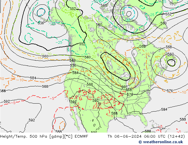 Z500/Rain (+SLP)/Z850 ECMWF чт 06.06.2024 06 UTC