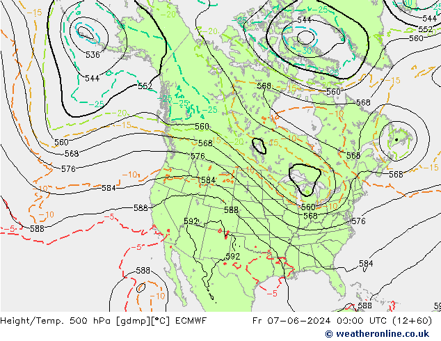 Z500/Rain (+SLP)/Z850 ECMWF vie 07.06.2024 00 UTC