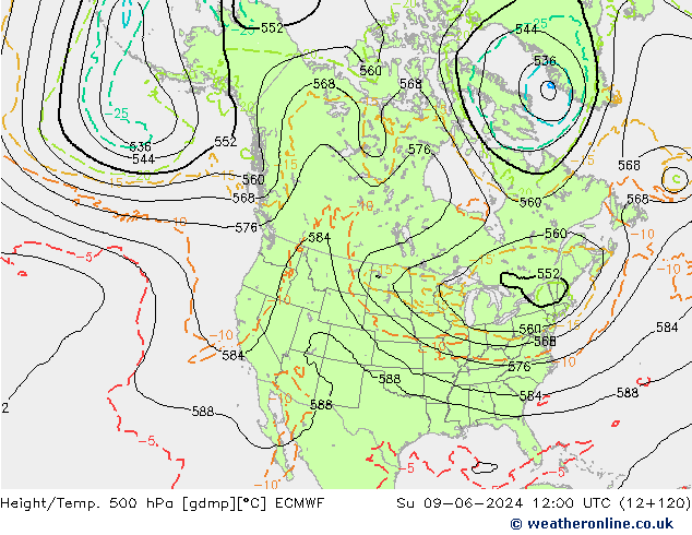 Z500/Rain (+SLP)/Z850 ECMWF Su 09.06.2024 12 UTC