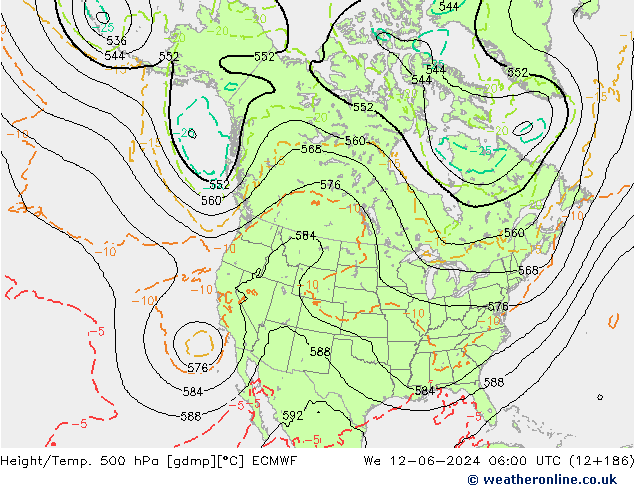 Z500/Regen(+SLP)/Z850 ECMWF wo 12.06.2024 06 UTC