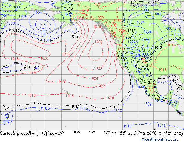 Pressione al suolo ECMWF ven 14.06.2024 12 UTC