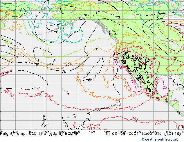 Height/Temp. 925 гПа ECMWF чт 06.06.2024 12 UTC