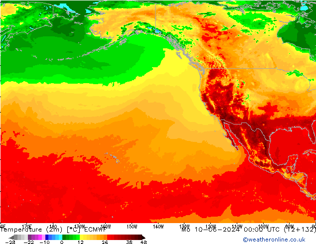 Temperatura (2m) ECMWF lun 10.06.2024 00 UTC