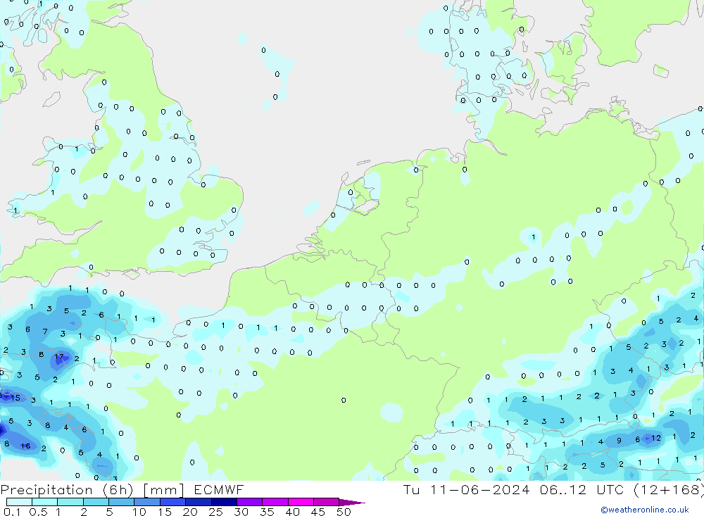 Z500/Rain (+SLP)/Z850 ECMWF Tu 11.06.2024 12 UTC