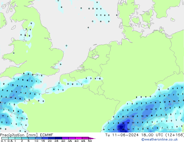 Precipitación ECMWF mar 11.06.2024 00 UTC