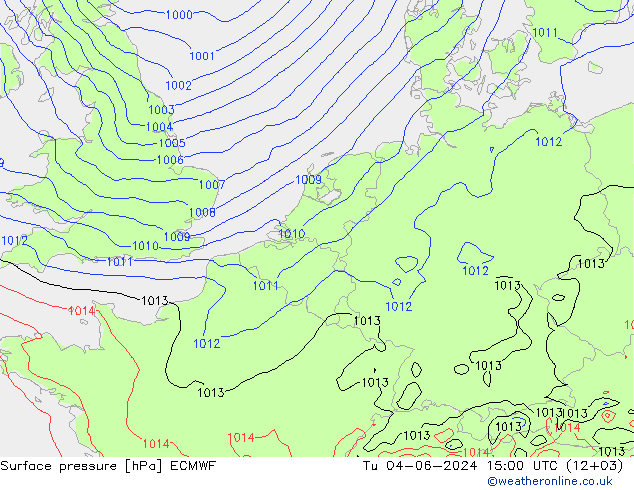 приземное давление ECMWF вт 04.06.2024 15 UTC