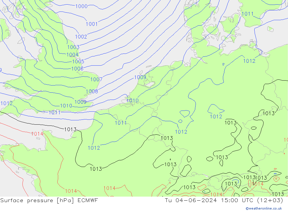 Yer basıncı ECMWF Sa 04.06.2024 15 UTC