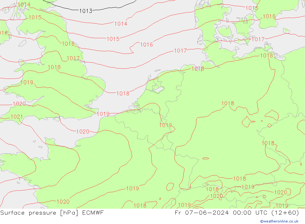 ciśnienie ECMWF pt. 07.06.2024 00 UTC