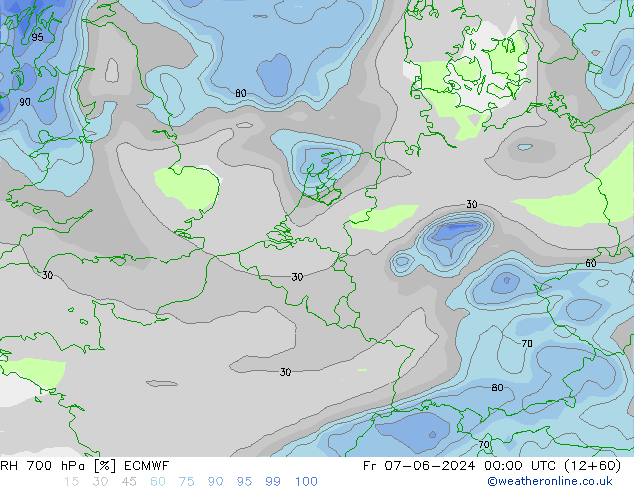 RH 700 hPa ECMWF pt. 07.06.2024 00 UTC