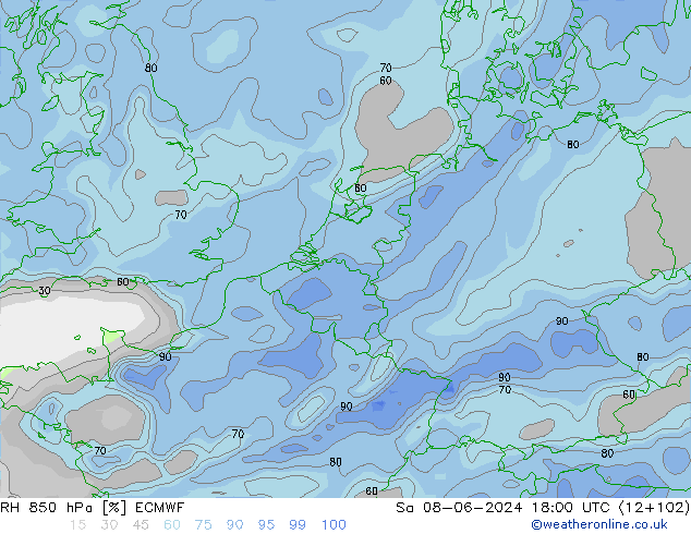 RH 850 hPa ECMWF So 08.06.2024 18 UTC