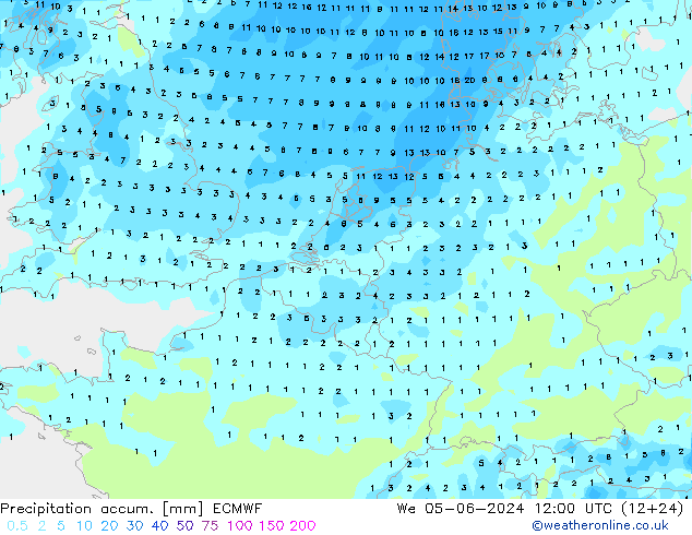 Nied. akkumuliert ECMWF Mi 05.06.2024 12 UTC