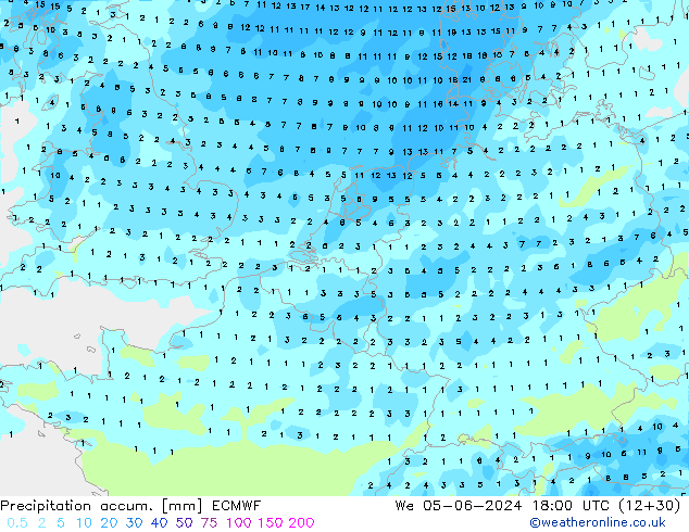 Totale neerslag ECMWF wo 05.06.2024 18 UTC