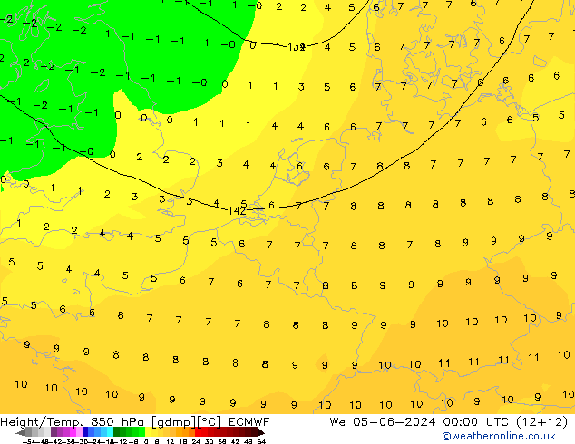 Z500/Rain (+SLP)/Z850 ECMWF Mi 05.06.2024 00 UTC