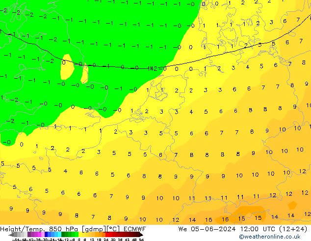 Z500/Rain (+SLP)/Z850 ECMWF Mi 05.06.2024 12 UTC