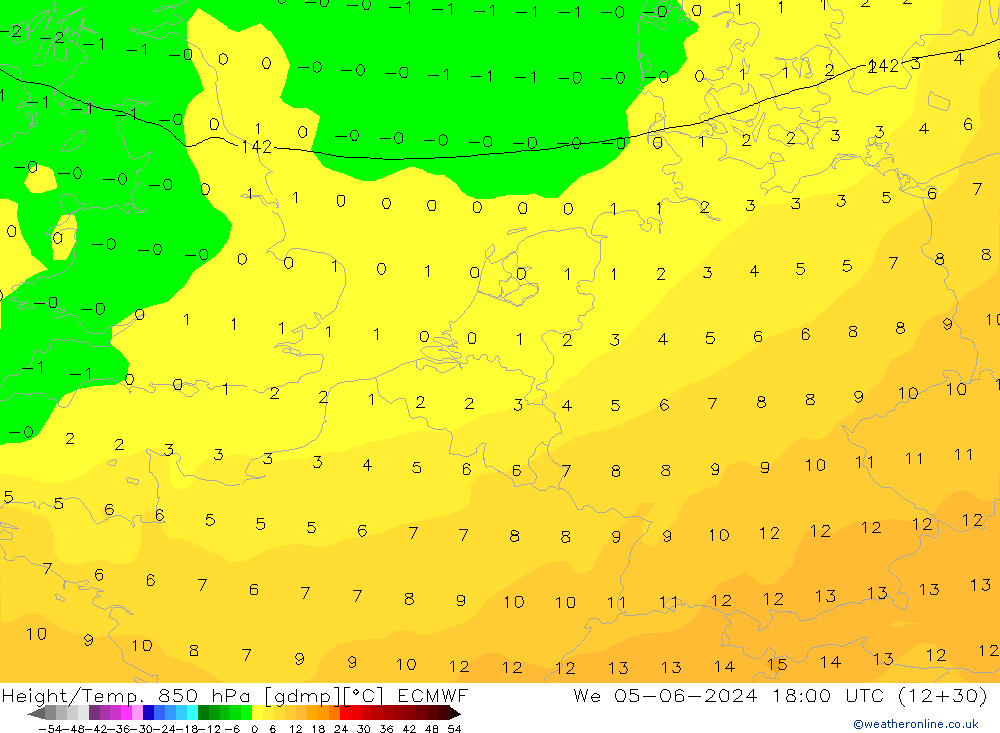 Height/Temp. 850 hPa ECMWF  05.06.2024 18 UTC