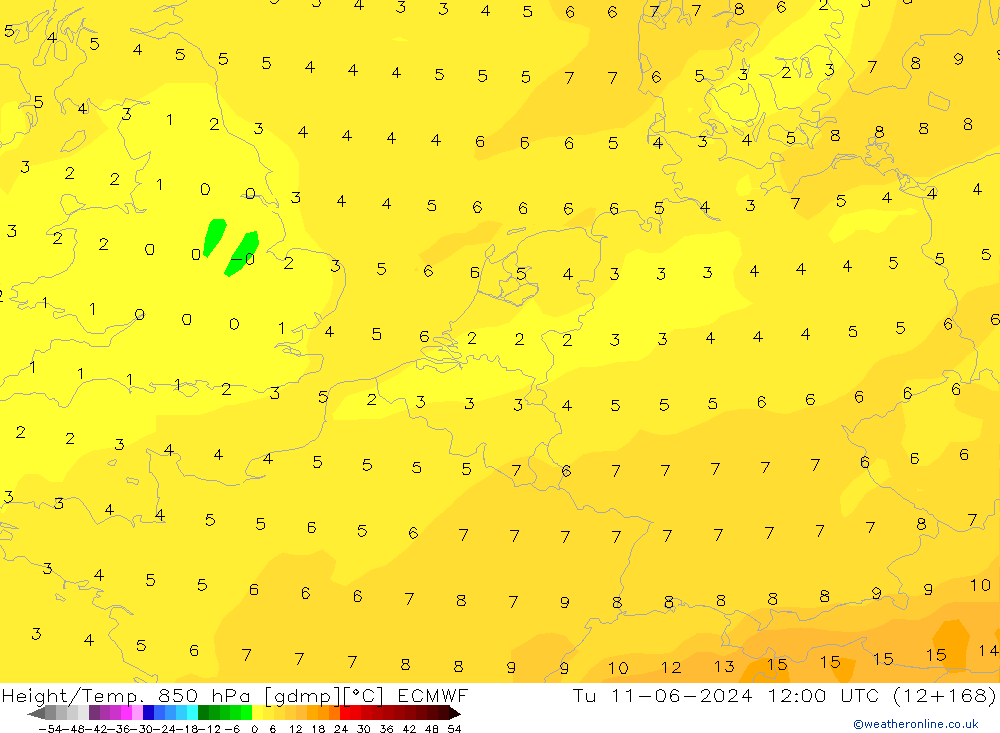 Z500/Rain (+SLP)/Z850 ECMWF Tu 11.06.2024 12 UTC