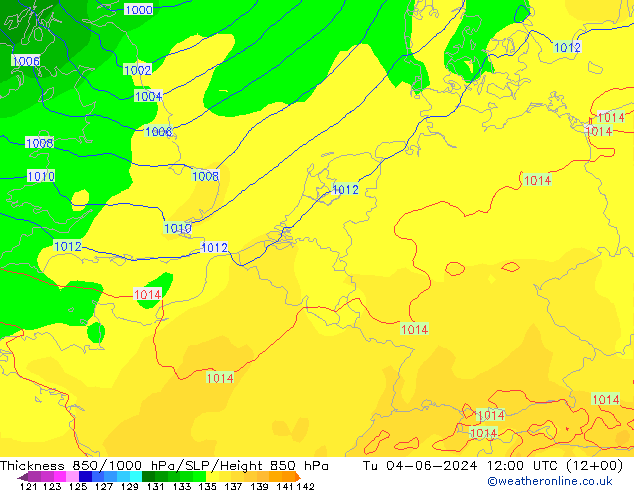 Thck 850-1000 hPa ECMWF Ter 04.06.2024 12 UTC