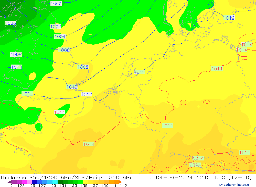 Thck 850-1000 hPa ECMWF Ter 04.06.2024 12 UTC