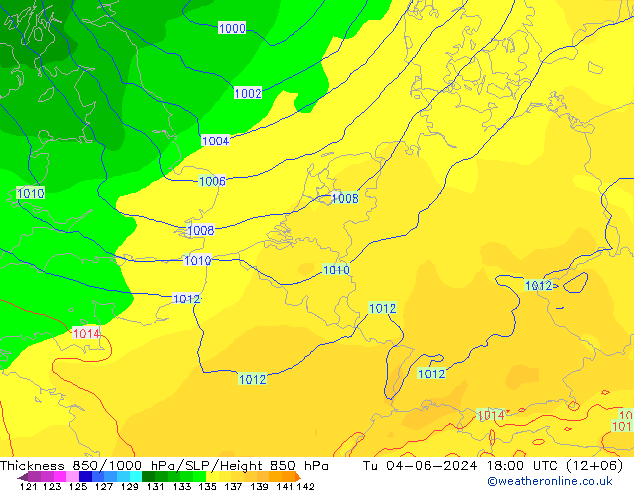 Thck 850-1000 hPa ECMWF Ter 04.06.2024 18 UTC