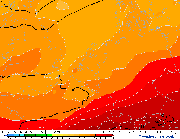 Theta-W 850hPa ECMWF Fr 07.06.2024 12 UTC