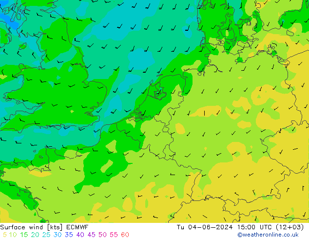 Wind 10 m ECMWF di 04.06.2024 15 UTC