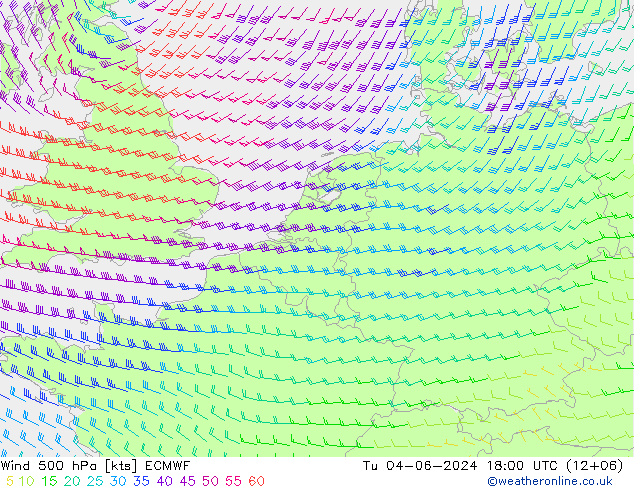 Wind 500 hPa ECMWF Di 04.06.2024 18 UTC